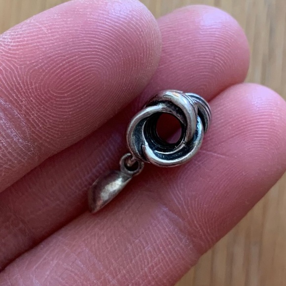 Retired Pandora Tied Together Sterling Silver Dangle Charm With Pink Amethyst - Picture 9 of 12